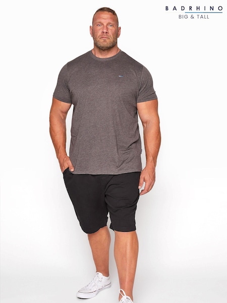 BadRhino Big & Tall Black Elasticated Waist Rugby Shorts (B63461) | ₪146