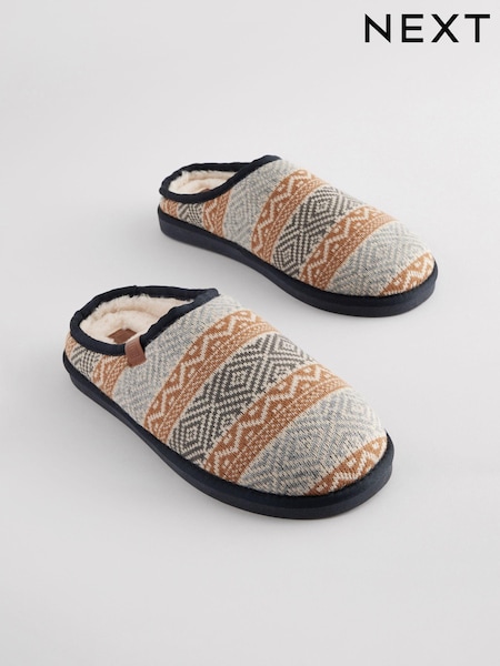 Neutral Patterned Knitted Mule Slippers (B63513) | €12