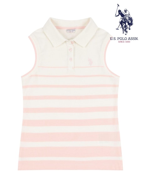 U.S. Polo Assn. Girls Stripe Sleeveless 100% Cotton Polo Shirt (B63538) | 57 € - 68 €