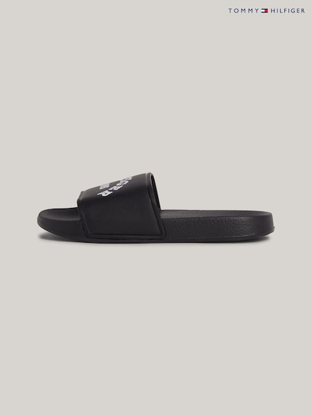 Tommy Hilfiger Black Logo Pool Slides (B63617) | AED110
