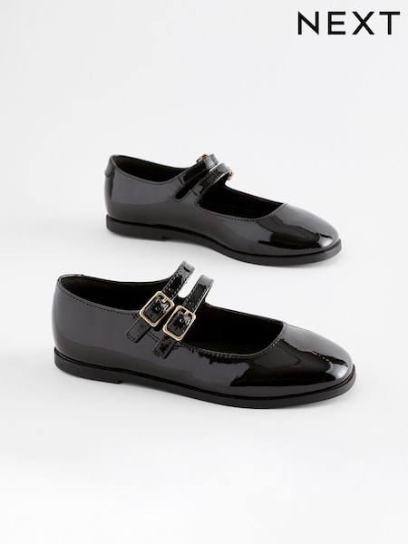 Black Patent Double Strap Mary Jane Shoes (B63689) | €23 - €30