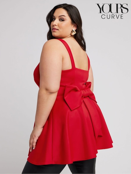 Красный - Yours Curve Bow Back Peplum Top (B63712) | €48