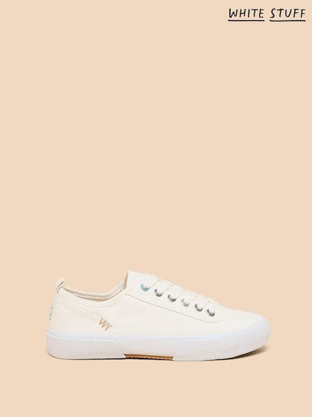 White Stuff White Canvas Pippa Lace-Up Trainers (B63728) | AED102