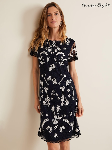 Phase Eight Blue Florisa Embroidered Dress (B63763) | €211