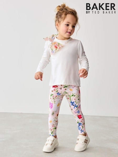 Baker By Ted Baker 2 Piece Organza Bow 100% Cotton T-shirt And Leggings Set (B63817) | ‏162 ر.ق. - ‏189 ر.ق.