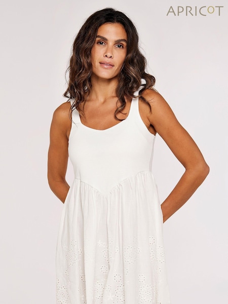 Apricot White Rib Jersey And Broderie Dress (B63875) | €21.50
