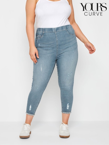 Yours Curve Blue Jenny Cat Scratch Cropped Jeggings (B63889) | €38