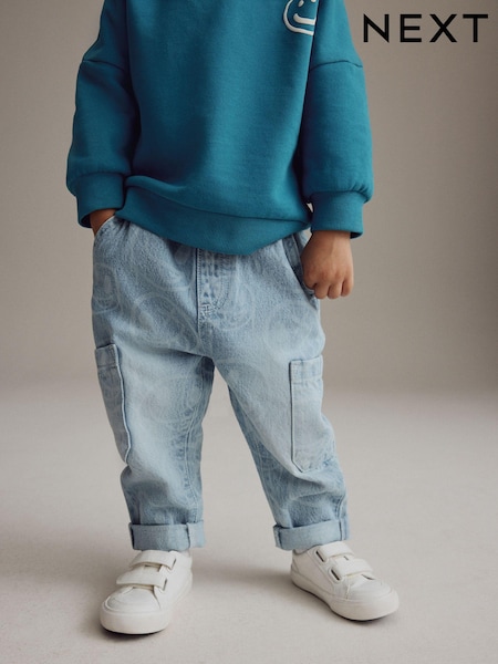 Light Blue Happy Face 100% Cotton Laser Print Jeans (3mths-7yrs) (B63906) | TRY 518 - TRY 592