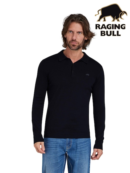 Raging Bull 100% Cotton Classic Knitted Polo Black Jumper (B63935) | R$ 680 - R$ 780