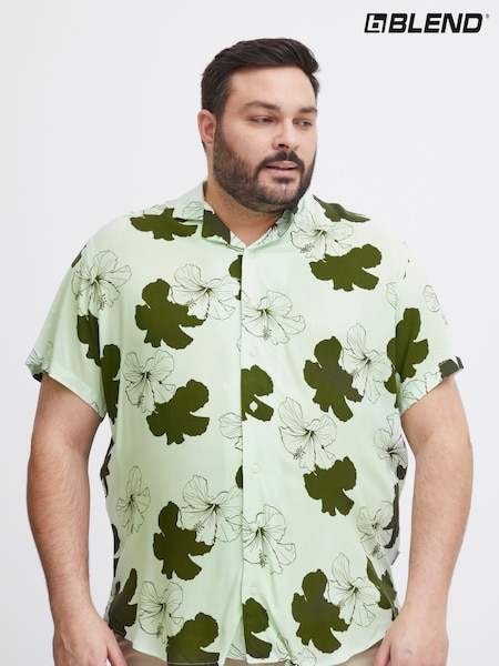 Blend Green Floral Resort Short Sleeve Shirt (B63985) | €10