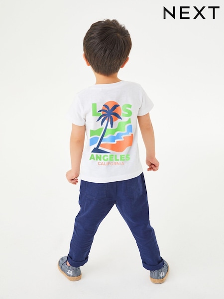 Palmenmotiv, Weiß - Back Print 100% Cotton Short Sleeve T-Shirt (3mths-7yrs) (B64030) | 5 € - 6 €