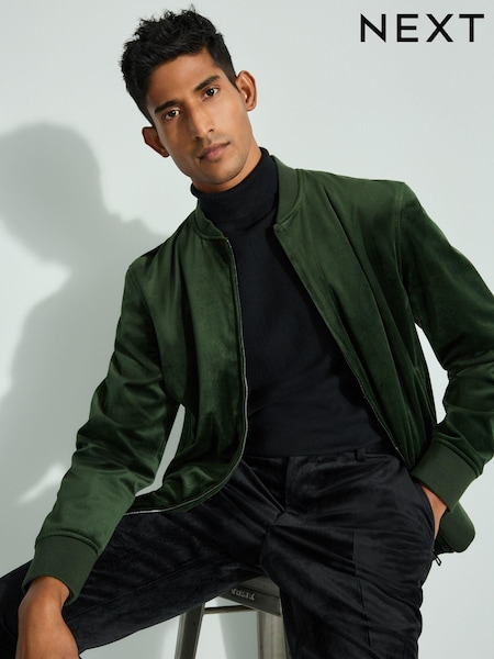 Green Velvet Bomber Jacket (B64048) | 238 QAR