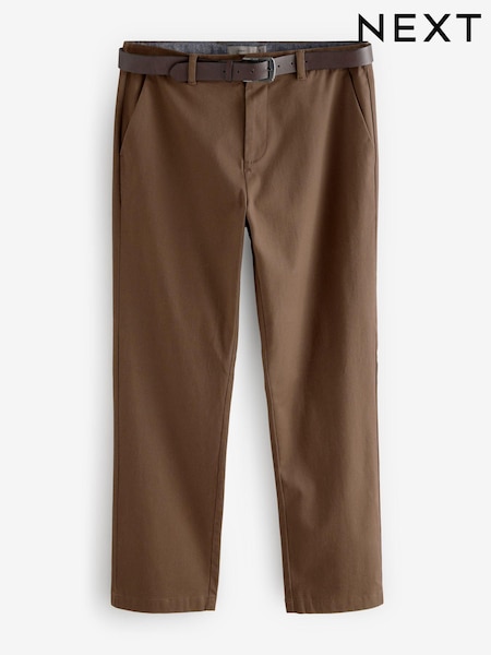 بني فاتح بني - قياس مستقيم - Printed Belted Soft Touch Chino Trousers (B64089) | ‏131 د.إ.‏
