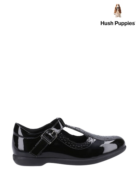Hush Puppies Britney Patent Junior Black Shoes (B64159) | €35