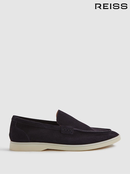 Reiss Navy Kason Suede Slip-On Loafers (B64187) | ₪1,298