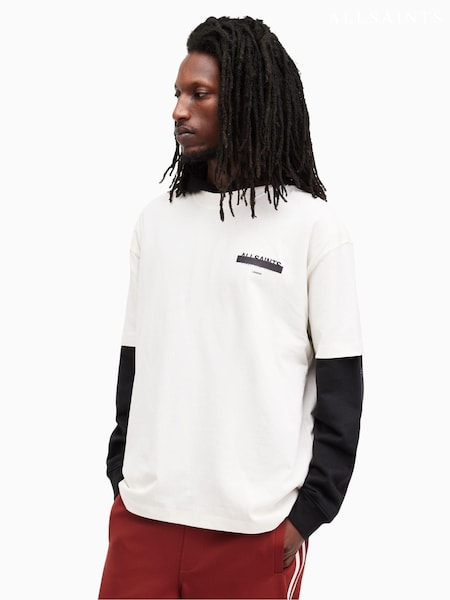 AllSaints White Redact Crew T-Shirt (B64195) | 272 QAR