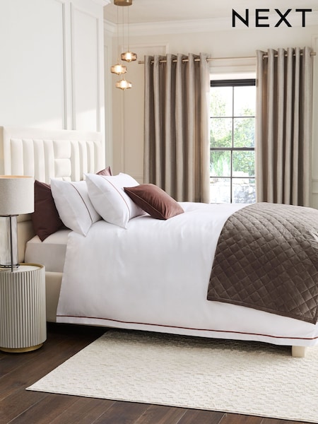 White/Cinnamon Collection Luxe 600 Thread Count 100% Cotton Sateen Luxury Duvet Cover And Pillowcase Set (B64272) | 205 QAR - 315 QAR