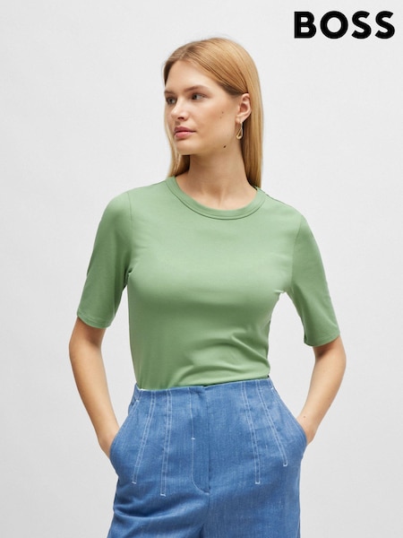 BOSS Sage Green Slim Fit Stretch Modal Blend T-Shirt (B64292) | €44