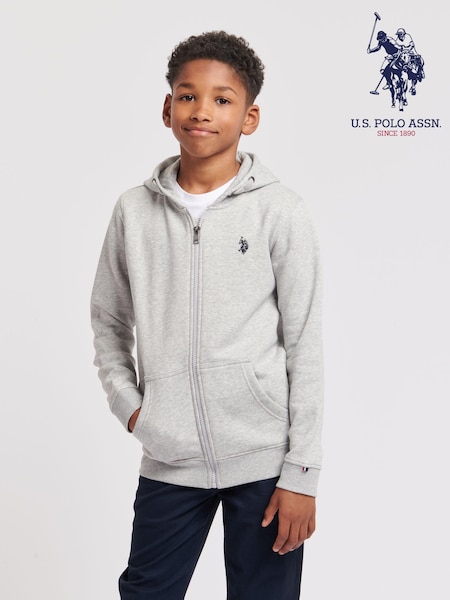U.S. Polo Assn. Grey Boys 100% Cotton Double Horsemen Zip Hoodie (B64377) | €62 - €74