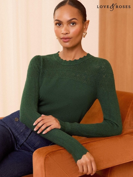 Love & Roses Fine Gauge Stitch Detail Jumper (B64404) | 166 LEI