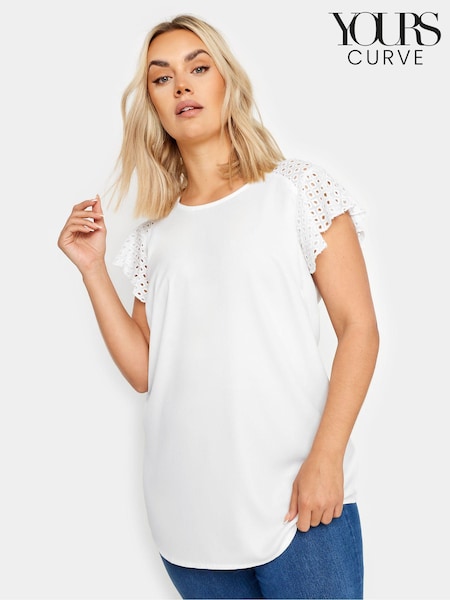 Yours Curve White Flutter Sleeve Top (B64454) | €31