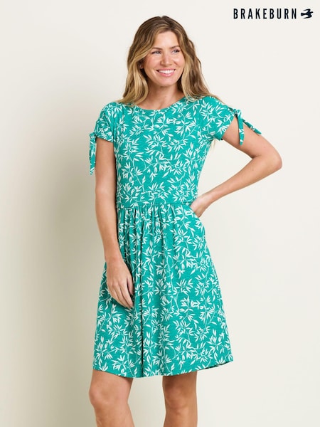 Brakeburn Green 100% Cotton Bamboo Leaves Dress (B64513) | €31