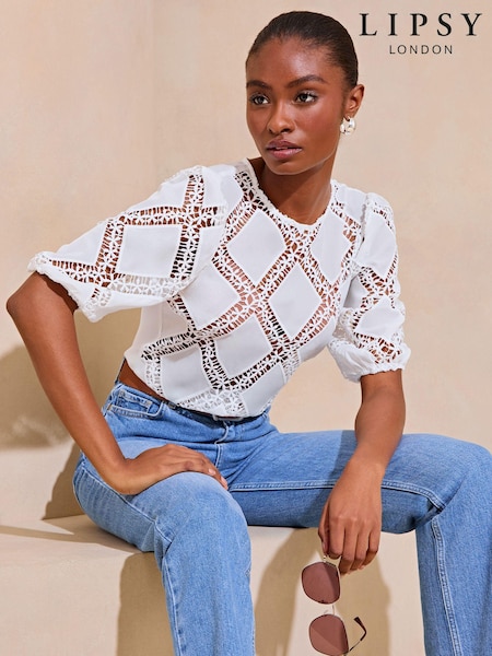Lipsy Diamond Lace T-Shirt (B64558) | €21