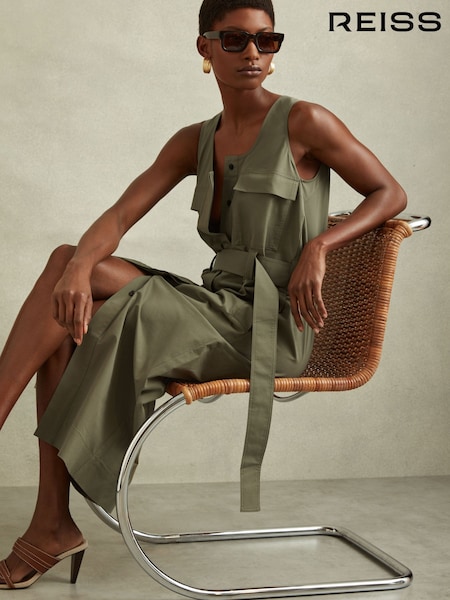 Reiss Sage Elin Utility Belted Midi Dress (B64594) | $262