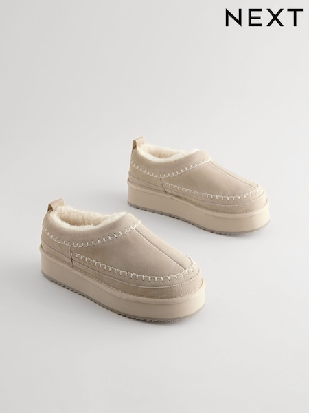 Mink Brown Forever Comfort® Leather Cosy Borg Lined Slip-On Shoes (B64626) | AED88