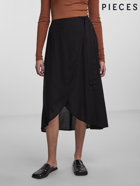 PIECES Black Wrap Midi Skirt (B64646) | €20