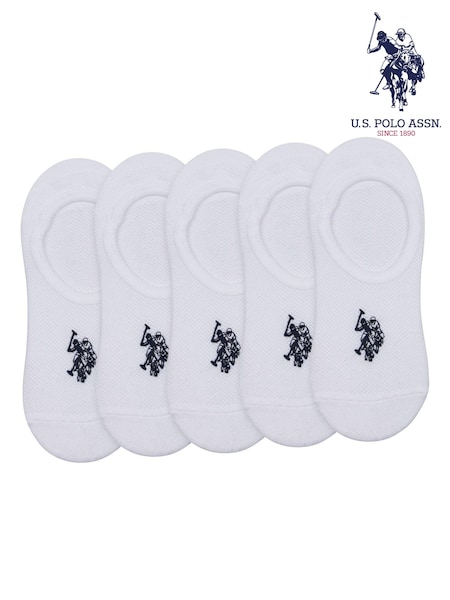 U.S. Polo Assn. White Invisible Trainer Socks 5 Pack (B64672) | €21