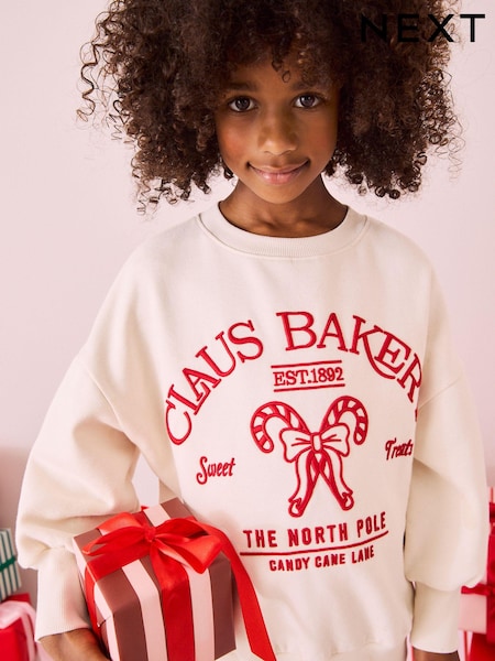 Ecru/ Red Christmas Sweatshirt (3-16yrs) (B64674) | AED49 - AED67