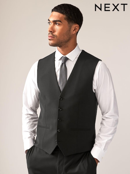 Black Wool Blend Motion Flex Suit Waistcoat (B64773) | €68