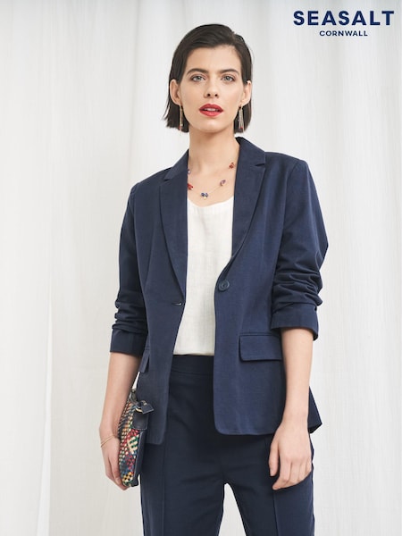 Seasalt Cornwall Blue Erica Linen Blend Blazer (B64839) | ₪553
