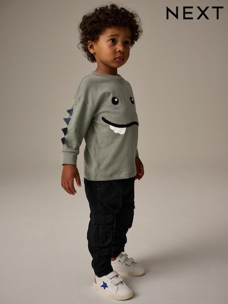 Khaki Green Long Sleeve Monster Character T-Shirt (3mths-7yrs) (B64983) | 21 QAR - 28 QAR