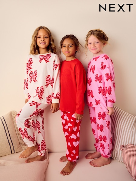 Rouge Nœud/Cœur - Bow Jogger Pyjamas 3 Pack (3-16yrs) (B65025) | € 23 - € 30