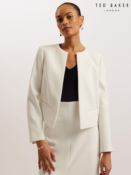 Biały - Ted Baker Manabuj Cropped Tailored Jacket (B65124) | 307 zł