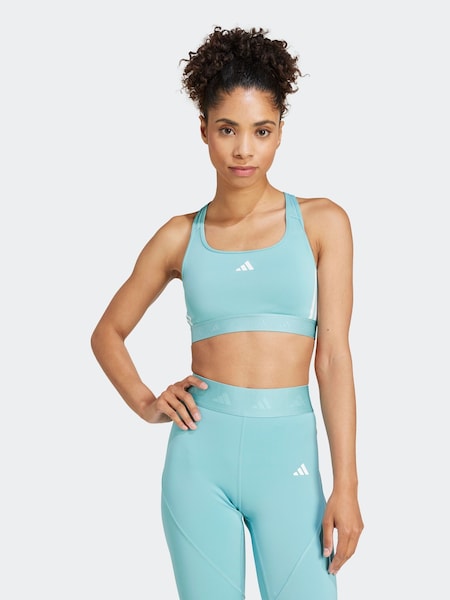 adidas Teal Blue Power Hyperglam Medium Support Bra (B65147) | €51