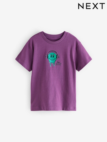 Happy Face أرجواني - 100% Cotton Short Sleeve Graphic T-Shirt (3-16yrs) (B65167) | ‏28 د.إ.‏ - ‏ 39‏ د.إ.