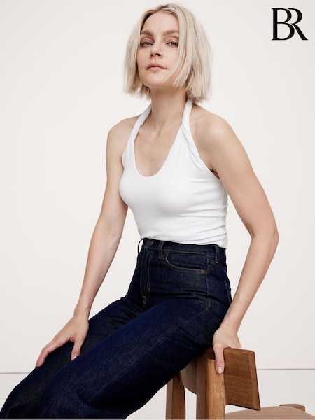 Banana Republic White Twisted Halter Top (B65179) | €52