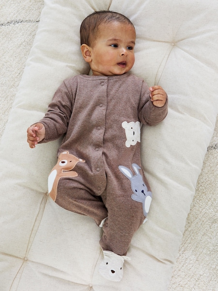 JoJo Maman Bébé Cotton Woodland Friends Appliqué Sleepsuit (B65199) | 35 €