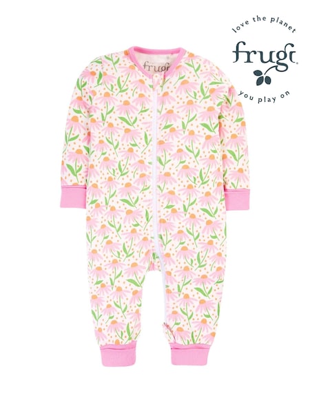 Frugi White Daisy Print All-In-One Zipped Sleepsuit (B65265) | 37 € - 40 €