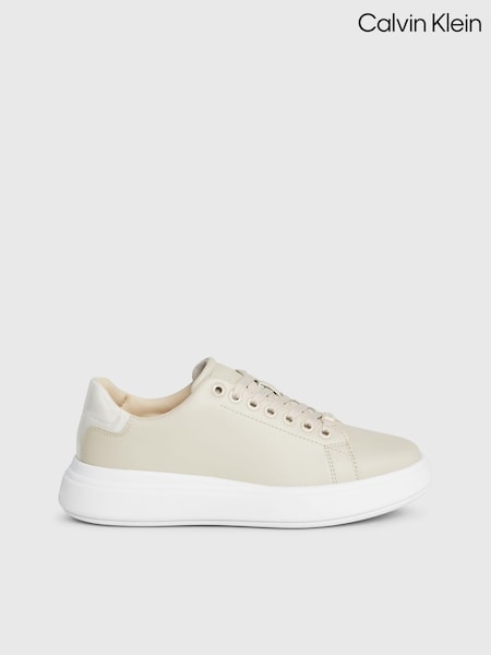 Calvin Klein White Cupsole Lace-Up Leather Sneakers (B65322) | €66