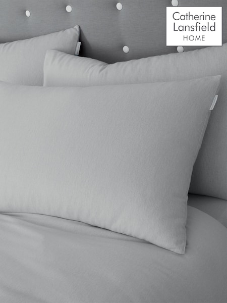 Catherine Lansfield Set of 2 Grey 100% Cotton Pillowcases (B65359) | AED58