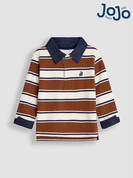 JoJo Maman Bébé Brown Stripe Rugby Top (B65472) | €37