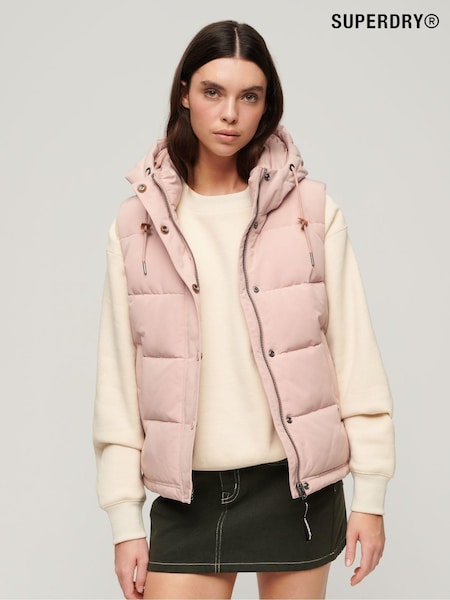Superdry Pink Everest Hooded Puffer Gilet (B65594) | €69