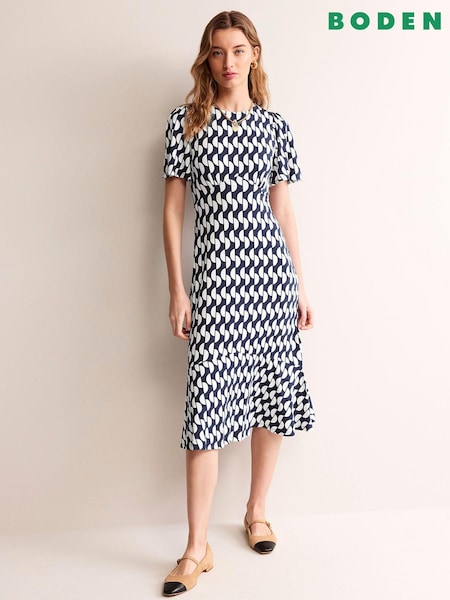 Boden Blue Felicity Jersey Midi Tea Dress (B65752) | €66