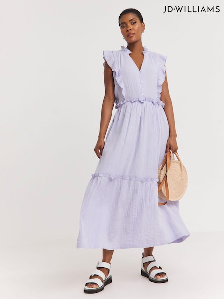 JD Williams 100% Cotton Cheesecloth Smock Dress With Shirred Back (B65806) | 150 LEI