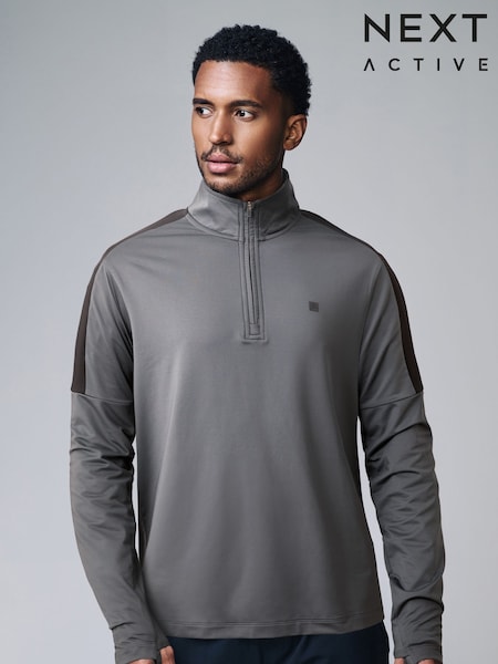 Slate Grey Active Gym Training Quarter Zip Neck (B65819) | R$ 230