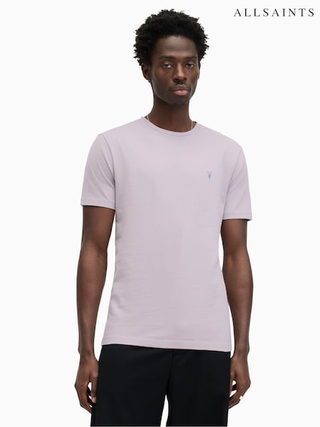 AllSaints Purple Brace Contrast Short Sleeve Crew T-Shirt (B65820) | 173 QAR